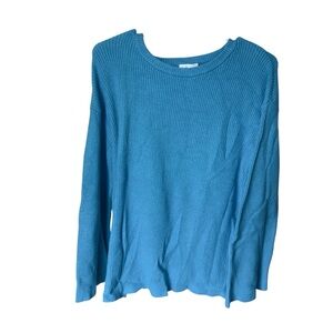 The Drop Blue Ribbed Knit Sweater Long Sleeve Pullover Cozy‎ Lounge Large